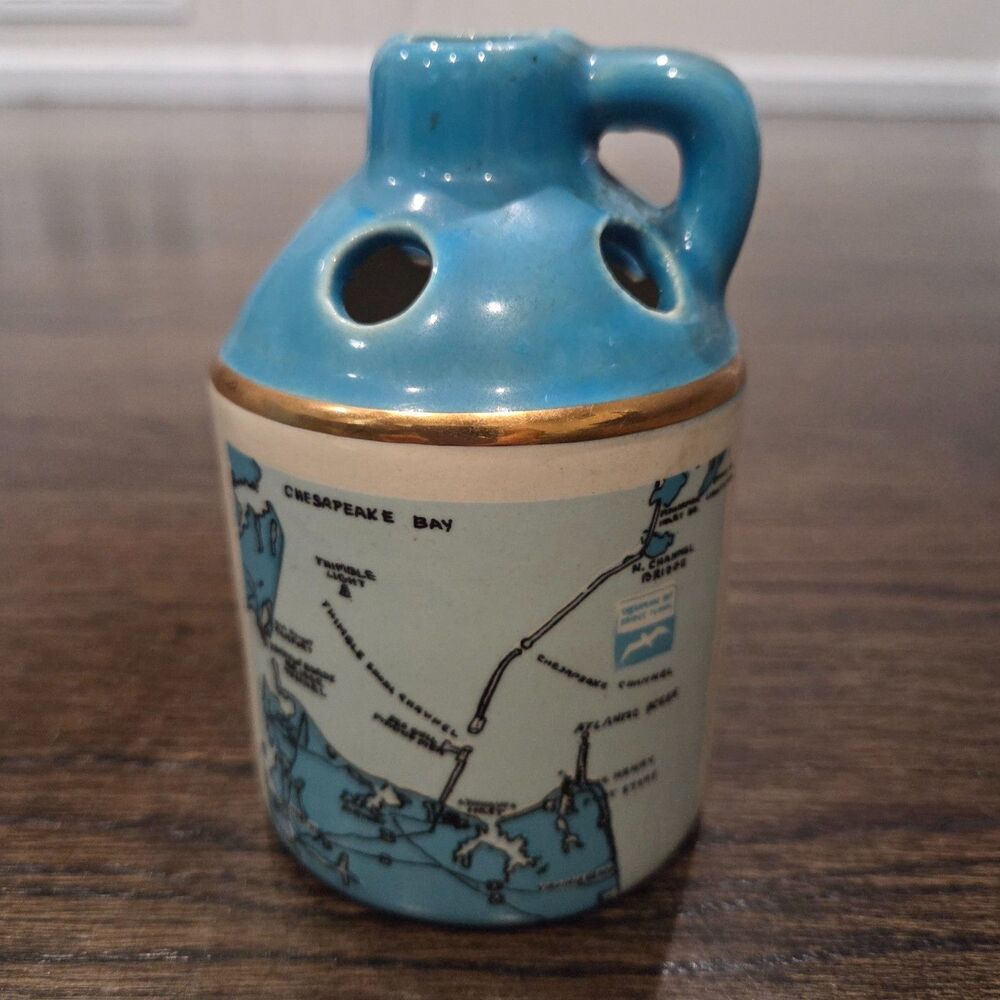 Vintage Conrad Crafters Chesapeake Bay Flower Frog Mini Jug Ceramic Souvenir